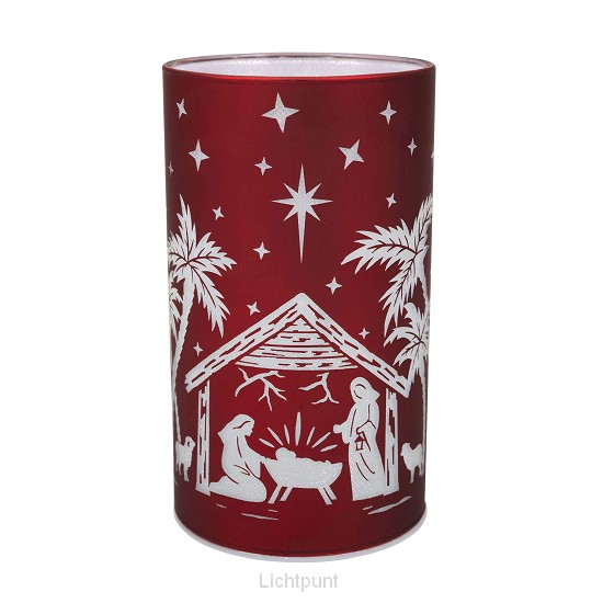Led Windlicht Kribbe Rood groot 8x15cm