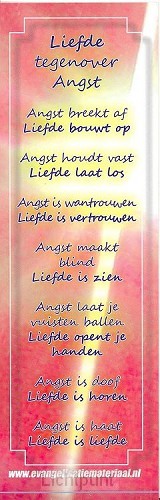 Boekenlegger liefde tegenover angst