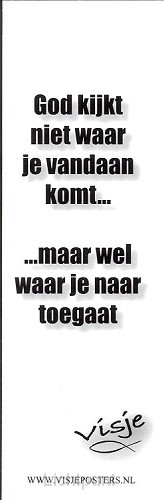 Boekenlegger visje God kijkt niet waar j