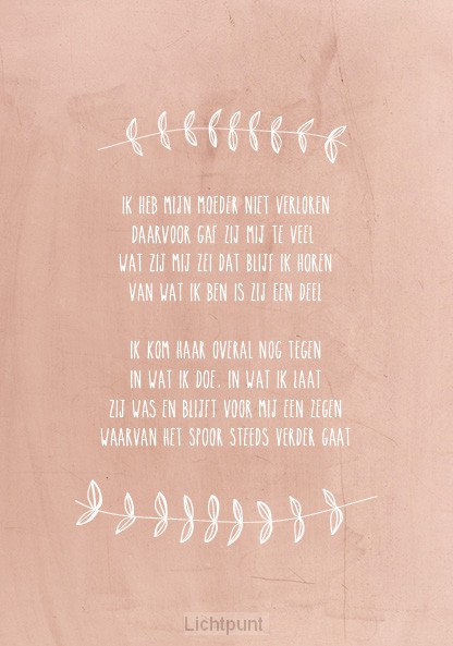 Wenskaart ik heb mijn moeder niet verlor