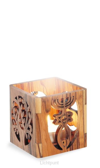 Olijfhouten waxinelichthouder Olijfboom