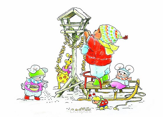 Ansichtkaart 15x10,5 vogelhuisje