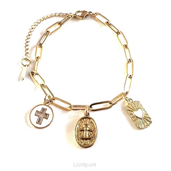 Armband bedels rvs goud