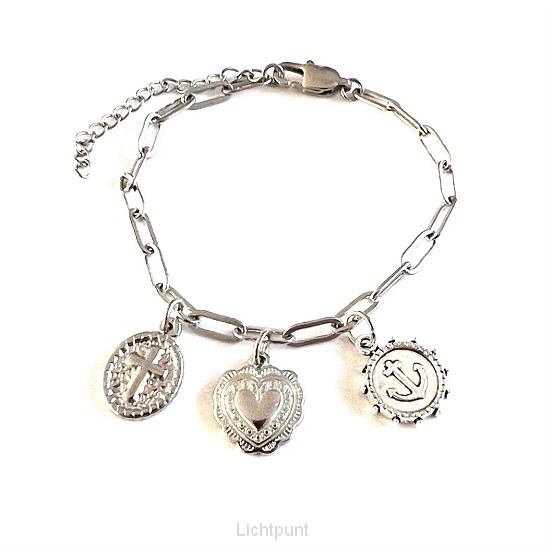 Armband bedels rvs zilver