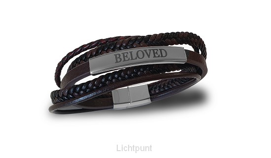 Armband leer beloved 22cm