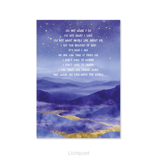 Plexiglas A5 Sterren boven bergen blauw