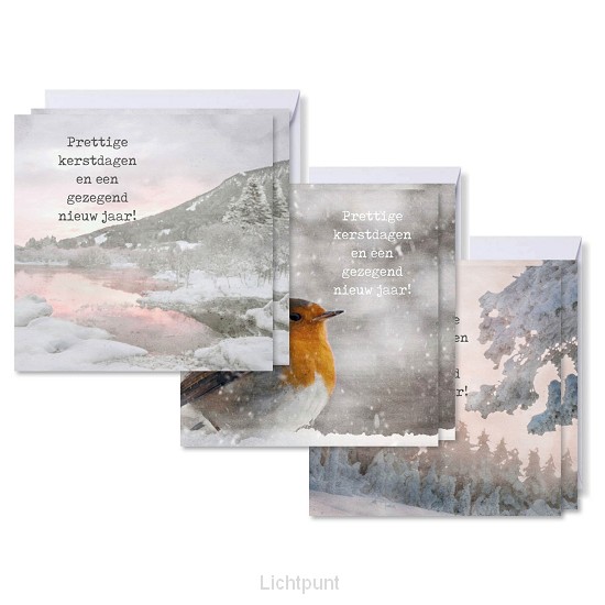 Set kerstkaarten landschap gezegend