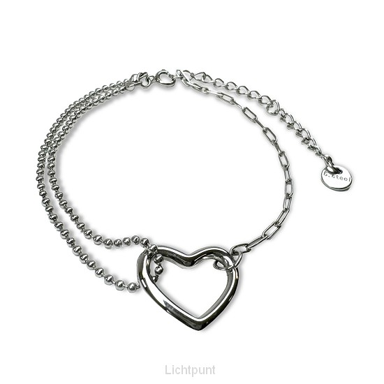 Armband open hartje zilver