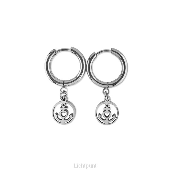 Oorbel ring geloof hoop liefde zilver