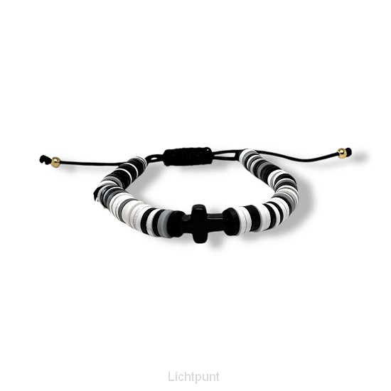 Trekkoord armband gekleurde kralen  zwar