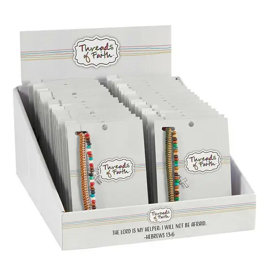 Double bracelets cross/bead/cord