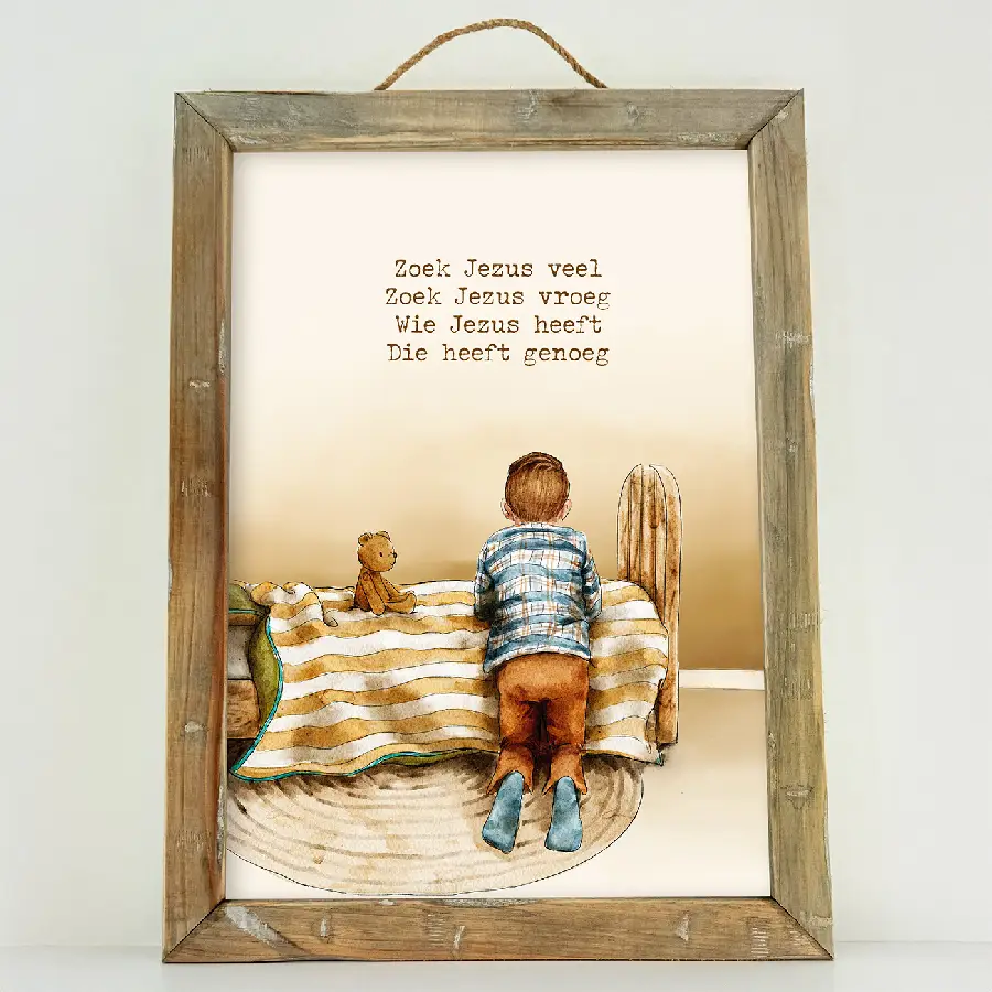 Schilderij A4 Zoek Jezus veel (jongen)