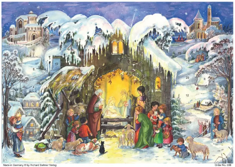Advents Card & Envelope Nativity/Snow