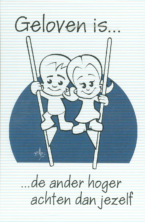 Prentbriefkaart geloven is de ander hoge