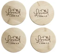 Coasterset (4) Round 9,5cm Loved 1 john