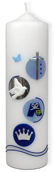 Doopkaars Koningskind blauw 20cm