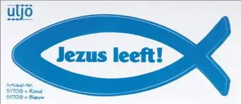 Sticker Vis 1,5cm blauw Jezus leeft