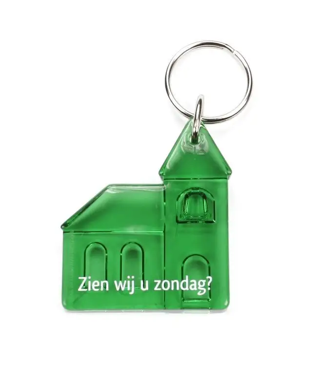 Sleutelhanger Kerk groen zien wij u